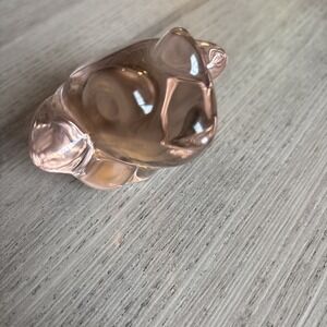 Vintage CRYSTAL Pink Frog Figurine Paperweight 4"